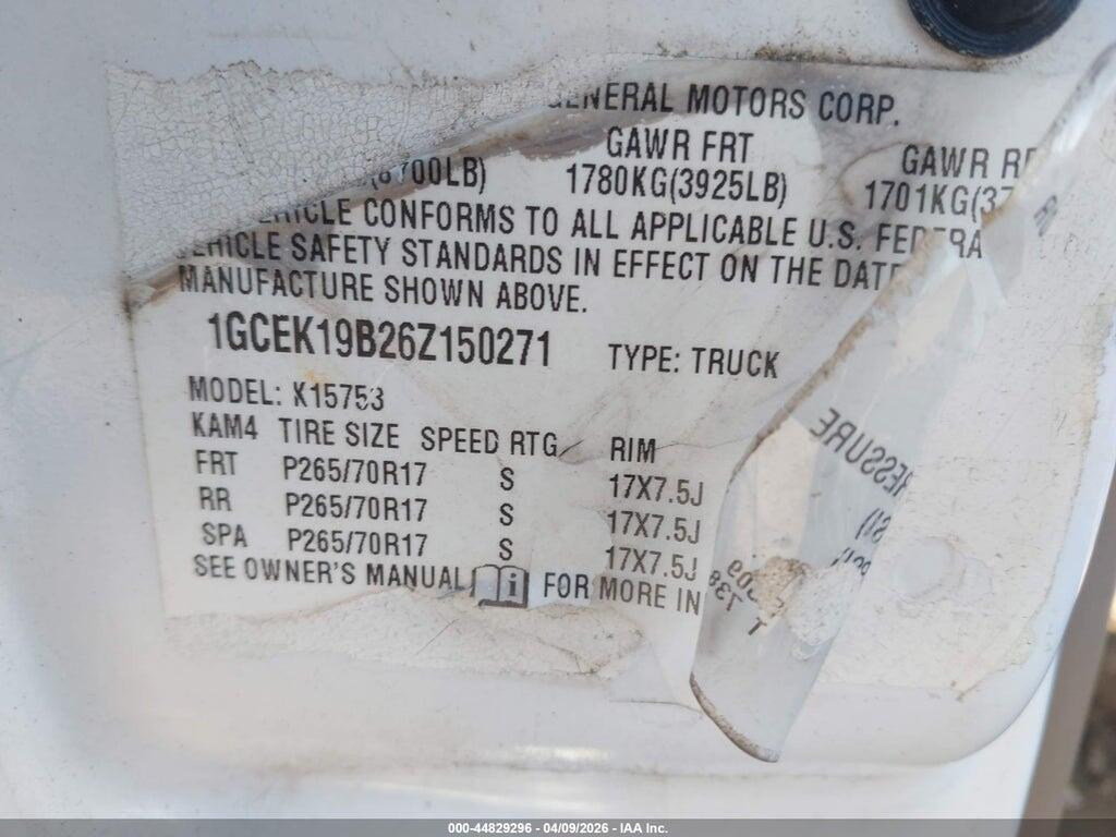 1GCEK19B26Z150271 2006 CHEVROLET SILVERADO 1500 photo no. 9