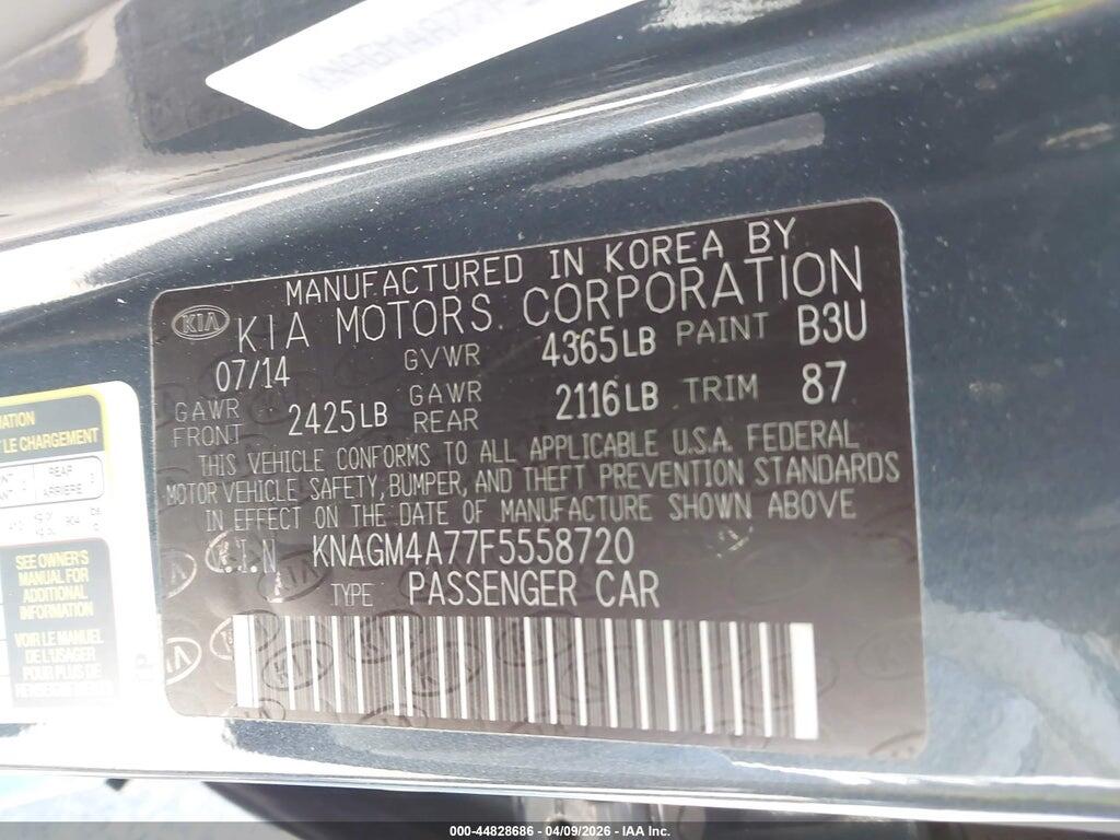 KNAGM4A77F5558720 2015 KIA OPTIMA photo no. 9