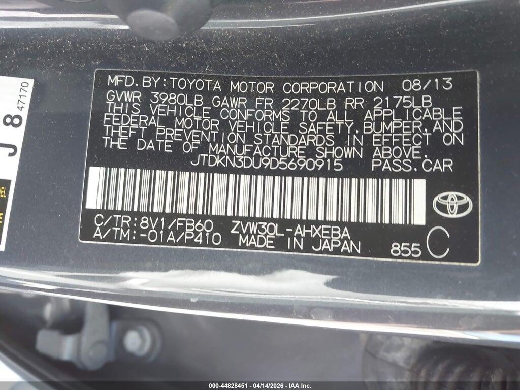 JTDKN3DU9D5690915 2013 TOYOTA PRIUS photo no. 9