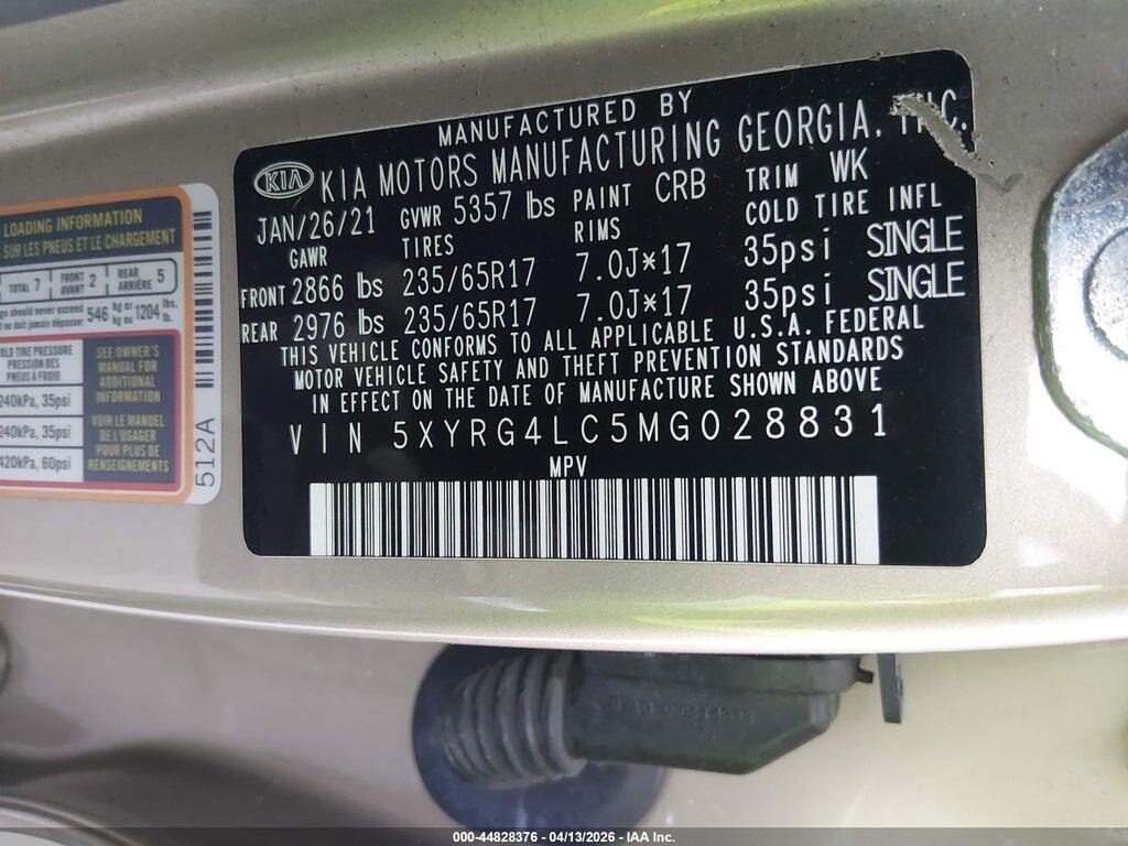 5XYRG4LC5MG028831 2021 KIA SORENTO photo no. 9