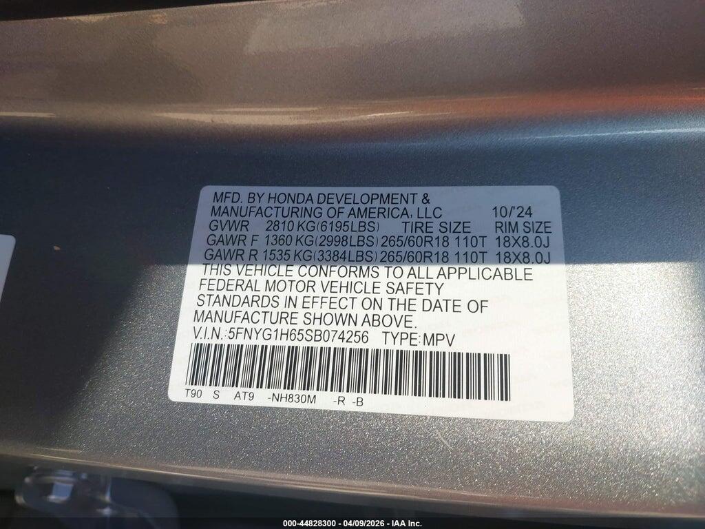 5FNYG1H65SB074256 2025 HONDA PILOT photo no. 9