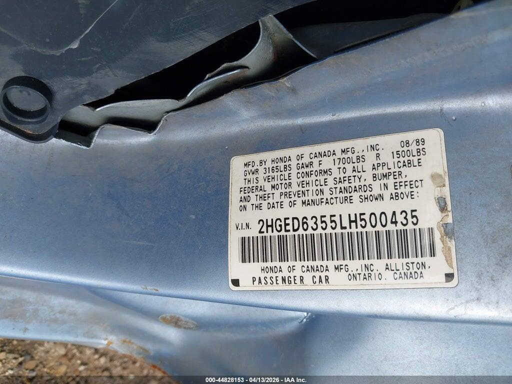 2HGED6355LH500435 1990 HONDA CIVIC photo no. 9
