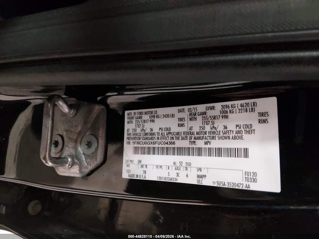 1FMCU0GX6FUC04366 2015 FORD ESCAPE photo no. 9