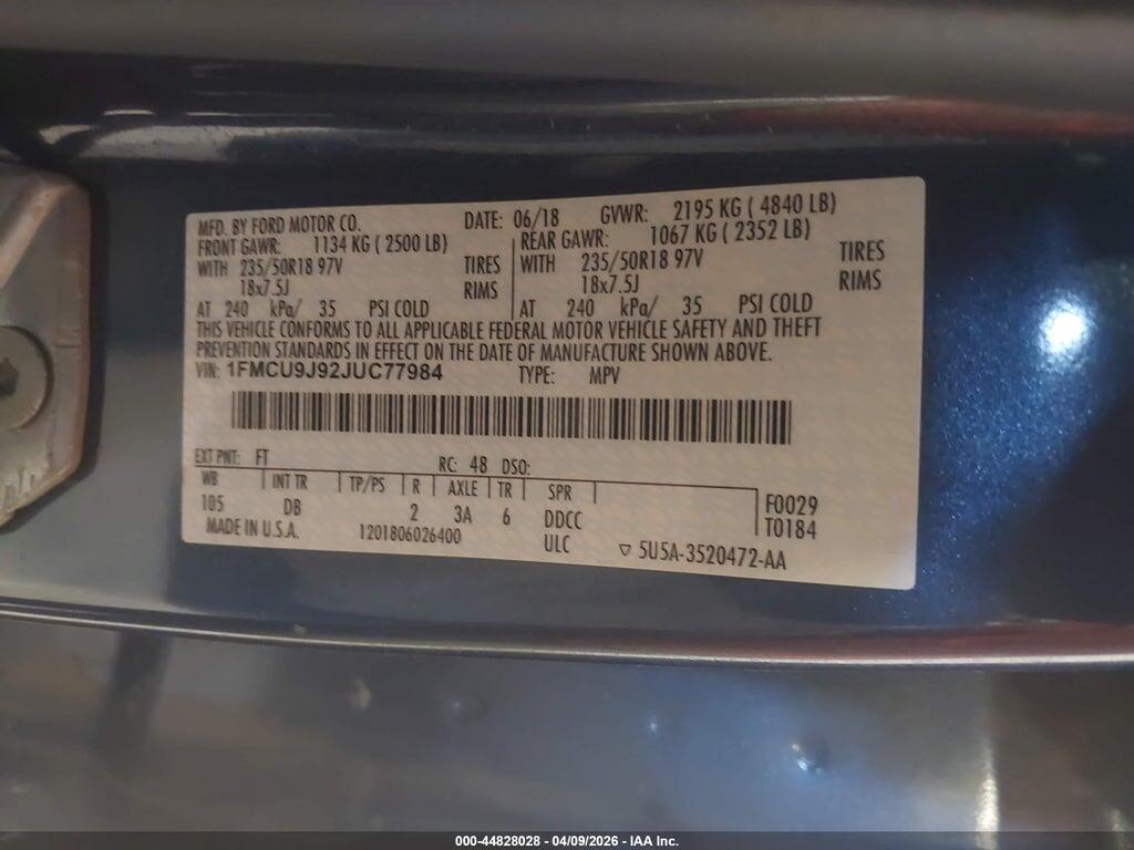 1FMCU9J92JUC77984 2018 FORD ESCAPE photo no. 9