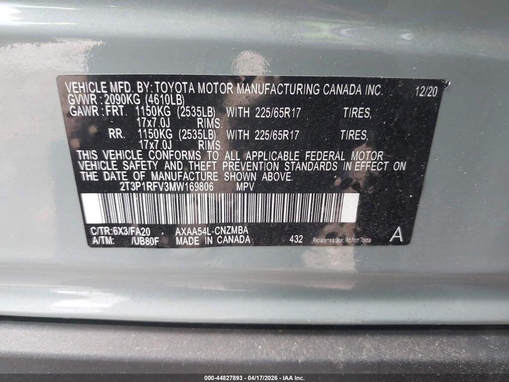2T3P1RFV3MW169806 2021 TOYOTA RAV4 photo no. 9
