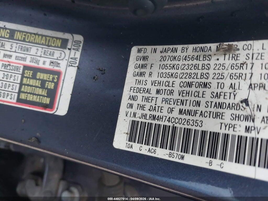 JHLRM4H74CC026353 2012 HONDA CR-V photo no. 9