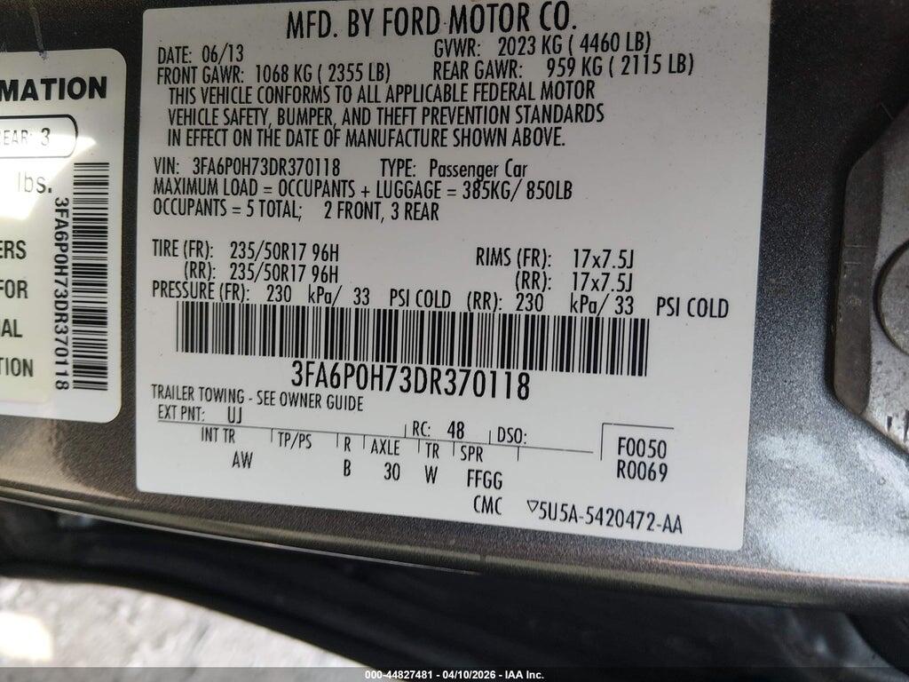 3FA6P0H73DR370118 2013 FORD FUSION photo no. 9
