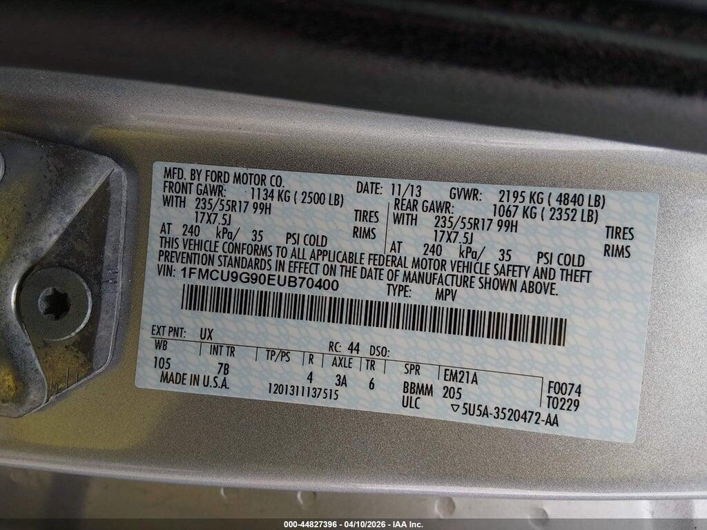 1FMCU9G90EUB70400 2014 FORD ESCAPE photo no. 9