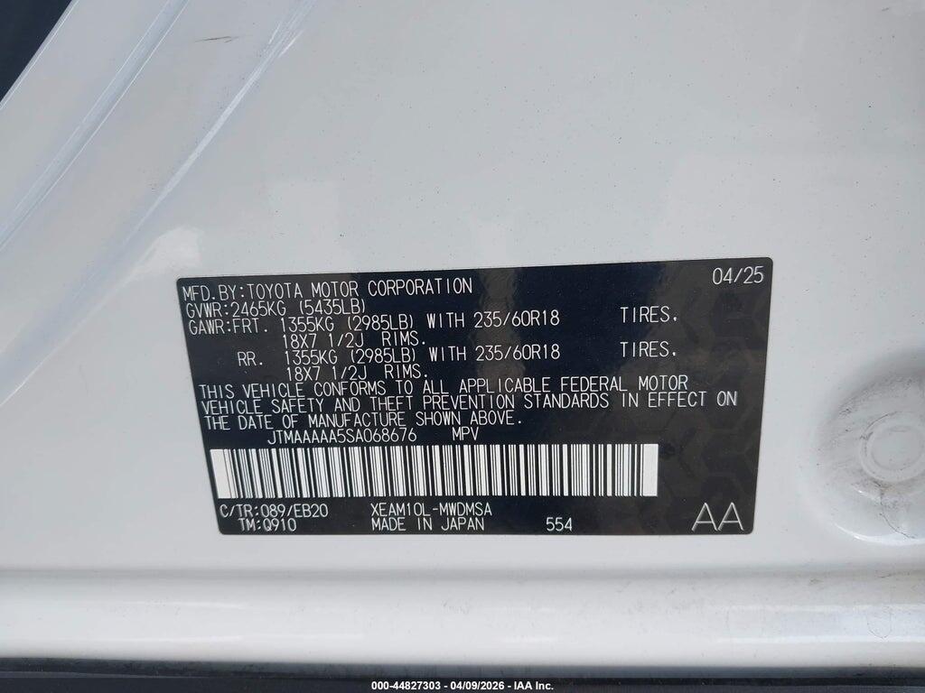 JTMAAAAA5SA068676 2025 TOYOTA BZ4X photo no. 9