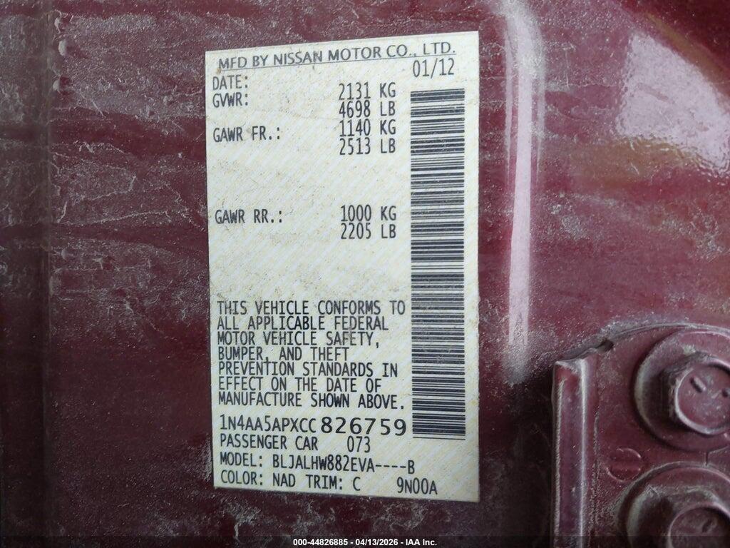 1N4AA5APXCC826759 2012 NISSAN MAXIMA photo no. 9
