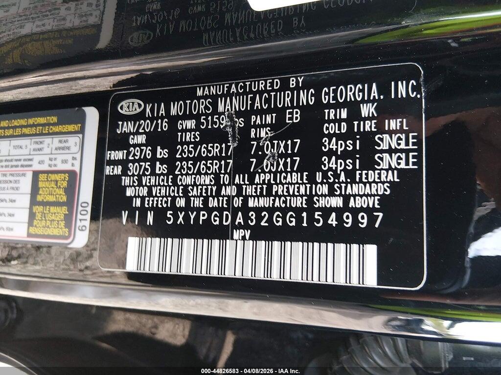 5XYPGDA32GG154997 2016 KIA SORENTO photo no. 9