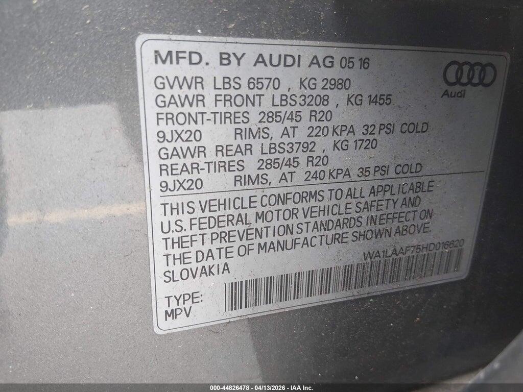 WA1LAAF75HD016620 2017 AUDI Q7 photo no. 9