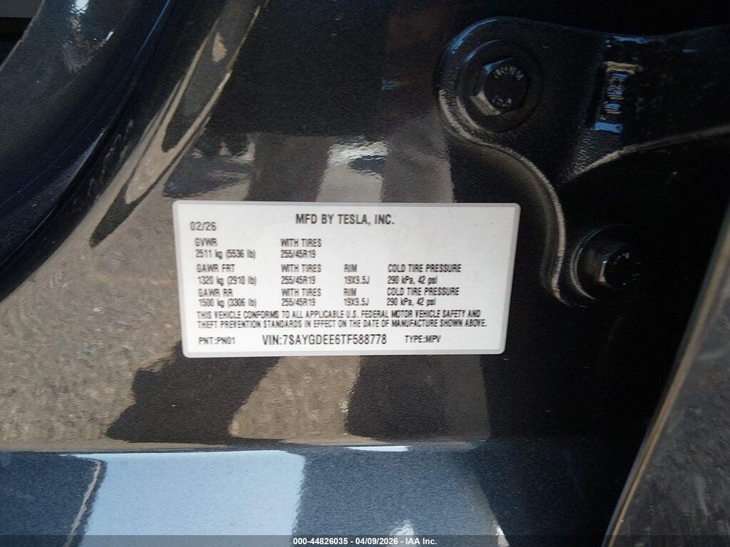 7SAYGDEE6TF588778 2026 TESLA MODEL Y photo no. 9
