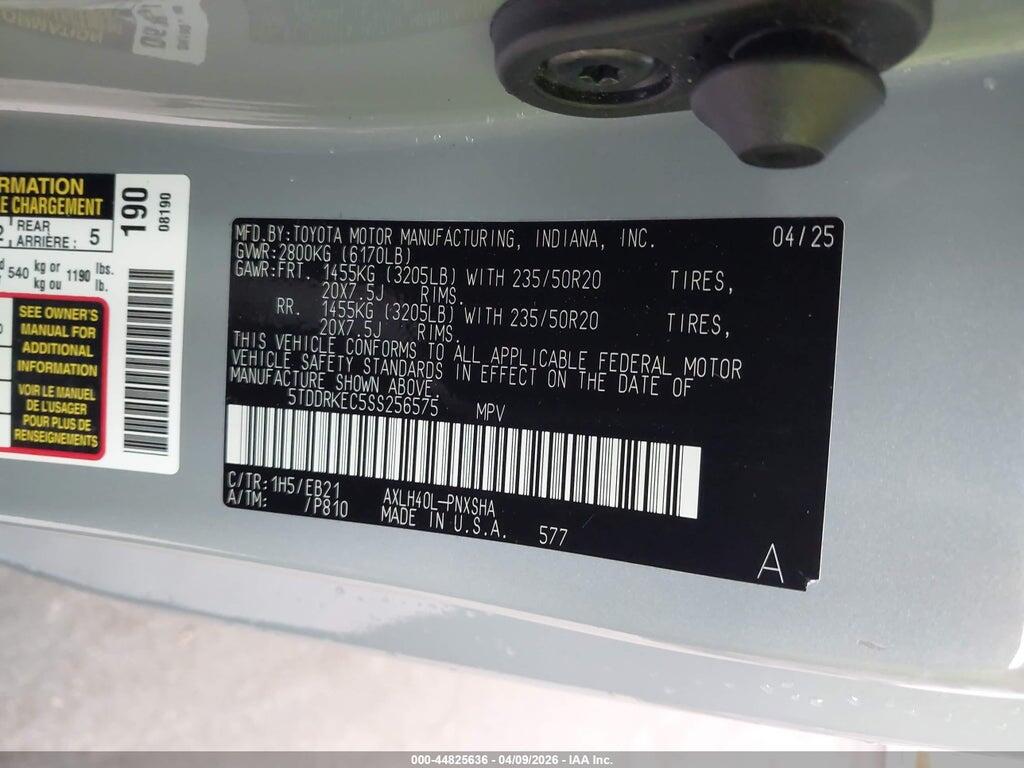 5TDDRKEC5SS256575 2025 TOYOTA SIENNA photo no. 9