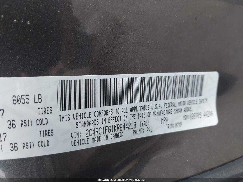 2C4RC1FG1KR644219 2019 CHRYSLER PACIFICA photo no. 9