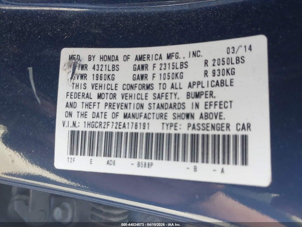 1HGCR2F72EA178191 2014 HONDA ACCORD photo no. 9