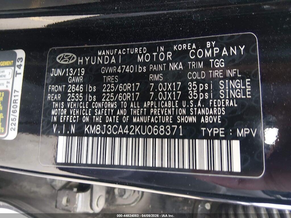 KM8J3CA42KU068371 2019 HYUNDAI TUCSON photo no. 9