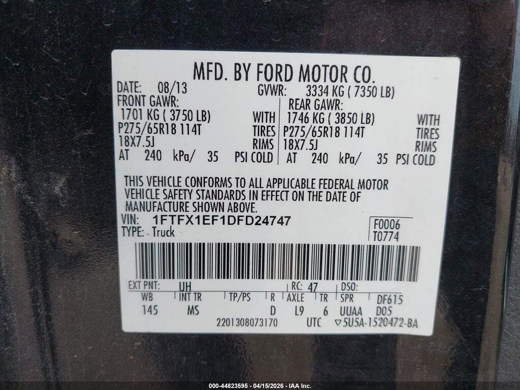 1FTFX1EF1DFD24747 2013 FORD F-150 photo no. 9