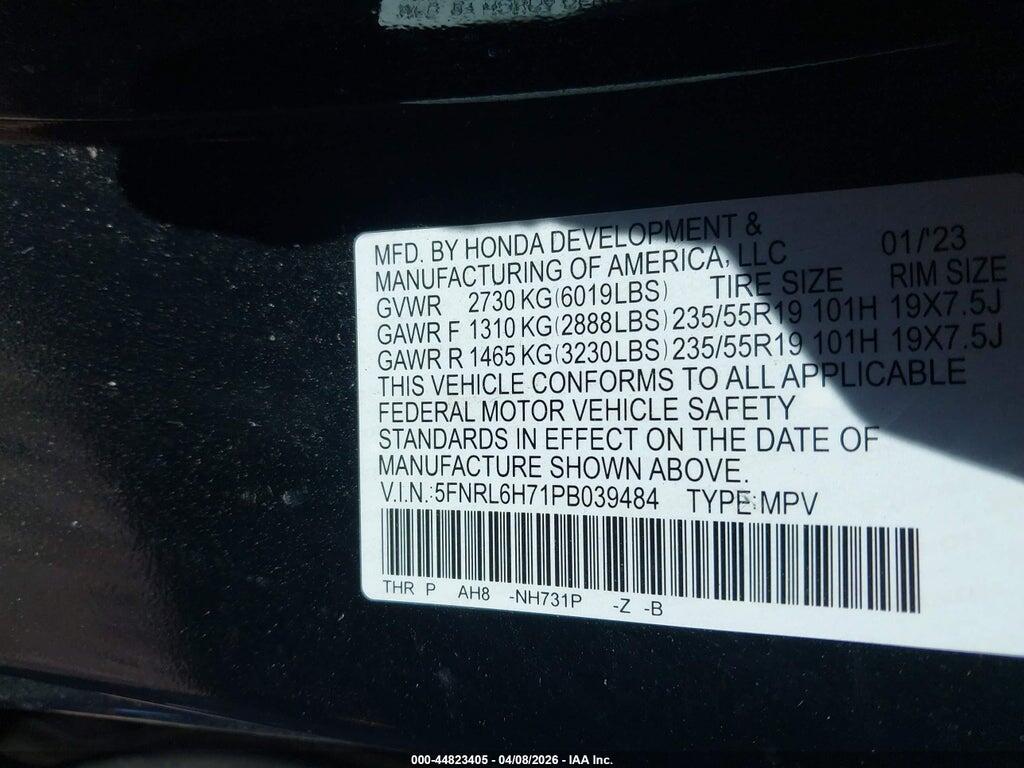 5FNRL6H71PB039484 2023 HONDA ODYSSEY photo no. 9