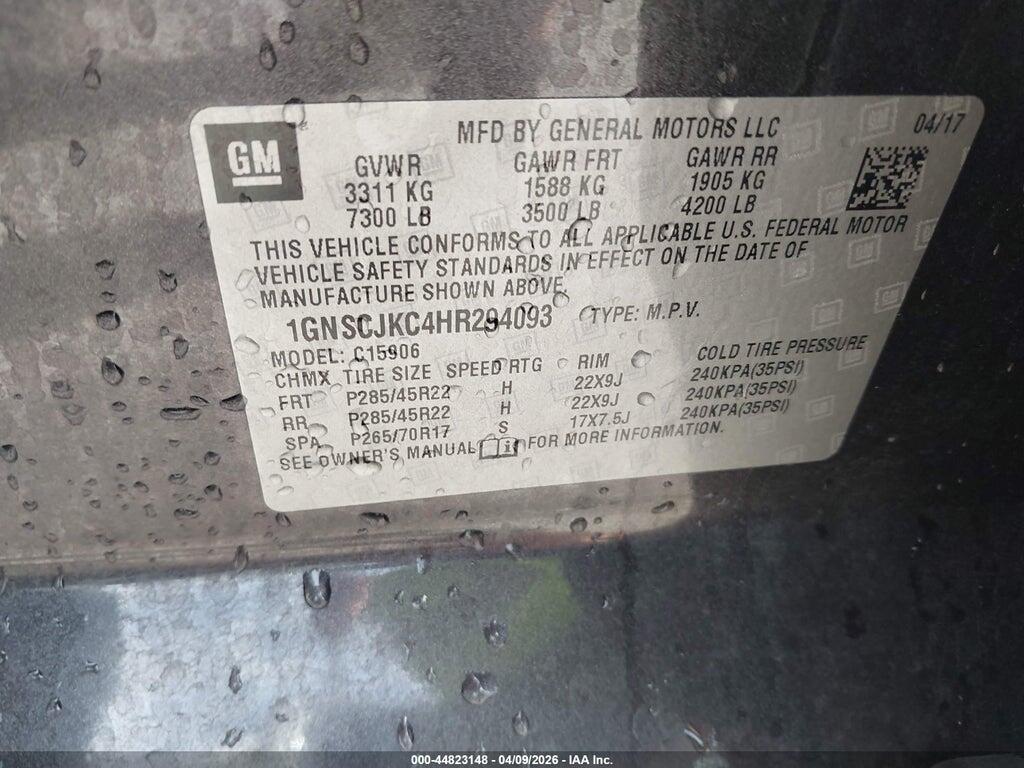 1GNSCJKC4HR294093 2017 CHEVROLET SUBURBAN photo no. 9