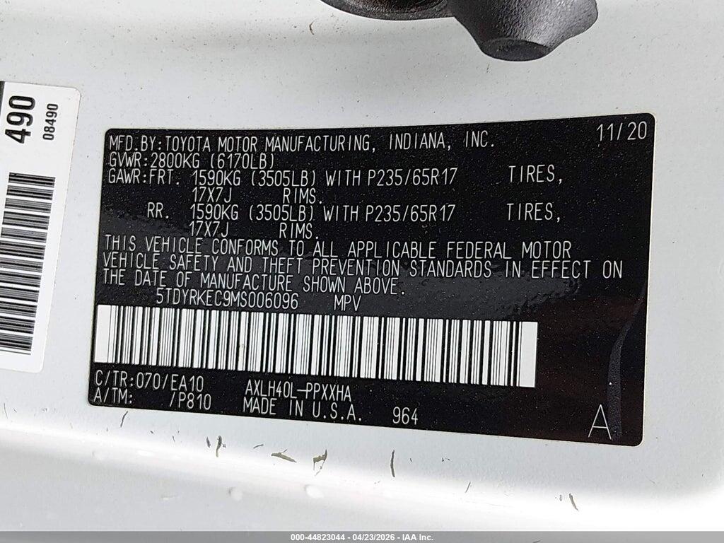 5TDYRKEC9MS006096 2021 TOYOTA SIENNA photo no. 9