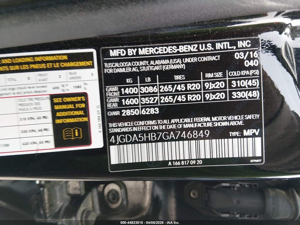 4JGDA5HB7GA746849 2016 MERCEDES-BENZ GLE 350 photo no. 9