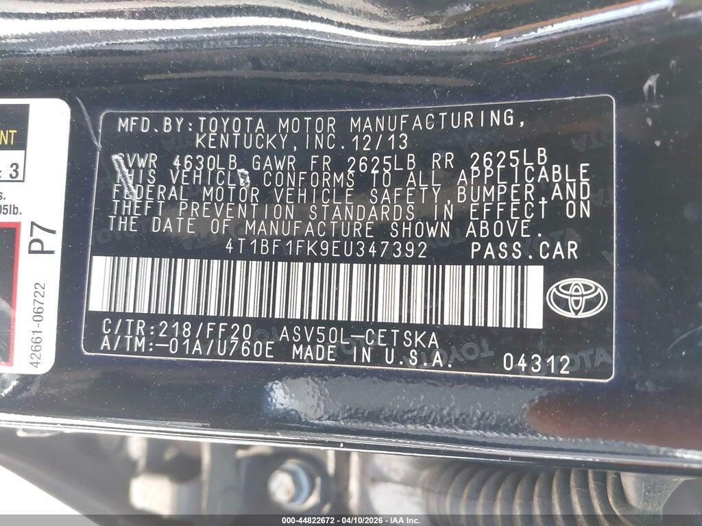 4T1BF1FK9EU347392 2014 TOYOTA CAMRY photo no. 9