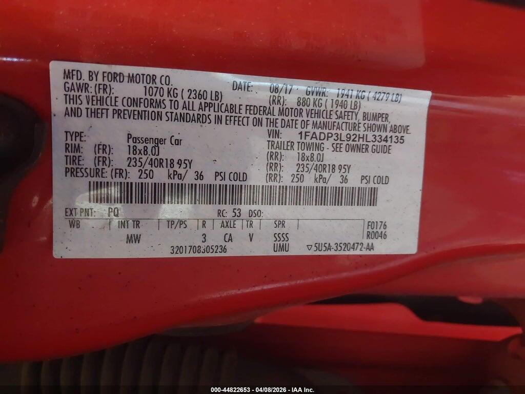 1FADP3L92HL334135 2017 FORD FOCUS ST photo no. 9