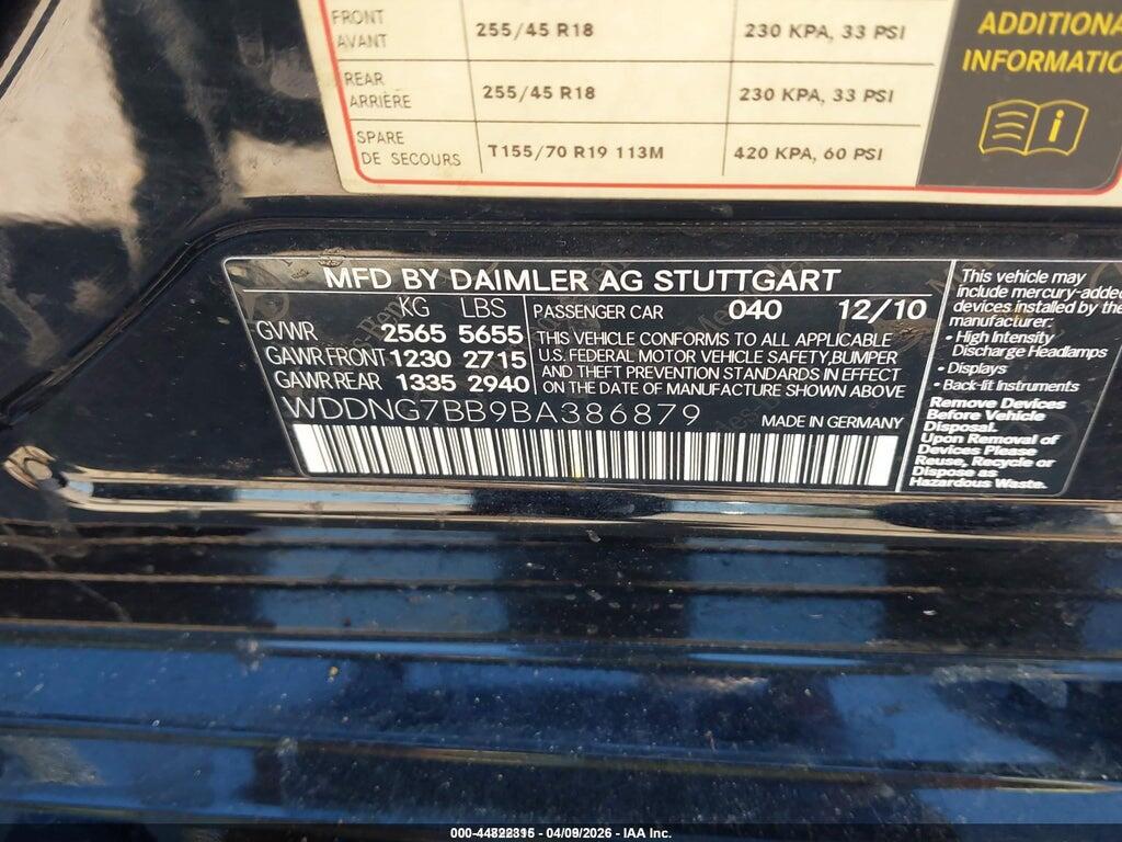 WDDNG7BB9BA386879 2011 MERCEDES-BENZ S 550 photo no. 9