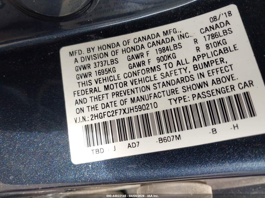 2HGFC2F7XJH590210 2018 HONDA CIVIC photo no. 9