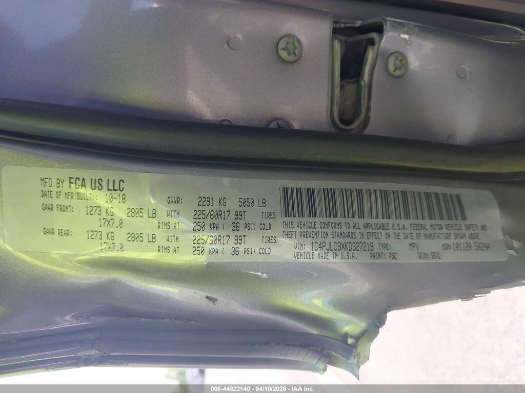 1C4PJLCBXKD327219 2019 JEEP CHEROKEE photo no. 9