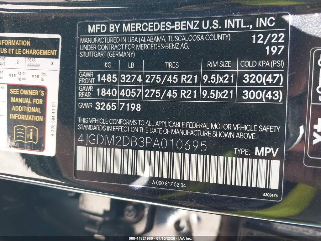 4JGDM2DB3PA010695 2023 MERCEDES-BENZ EQS 450+ SUV photo no. 9