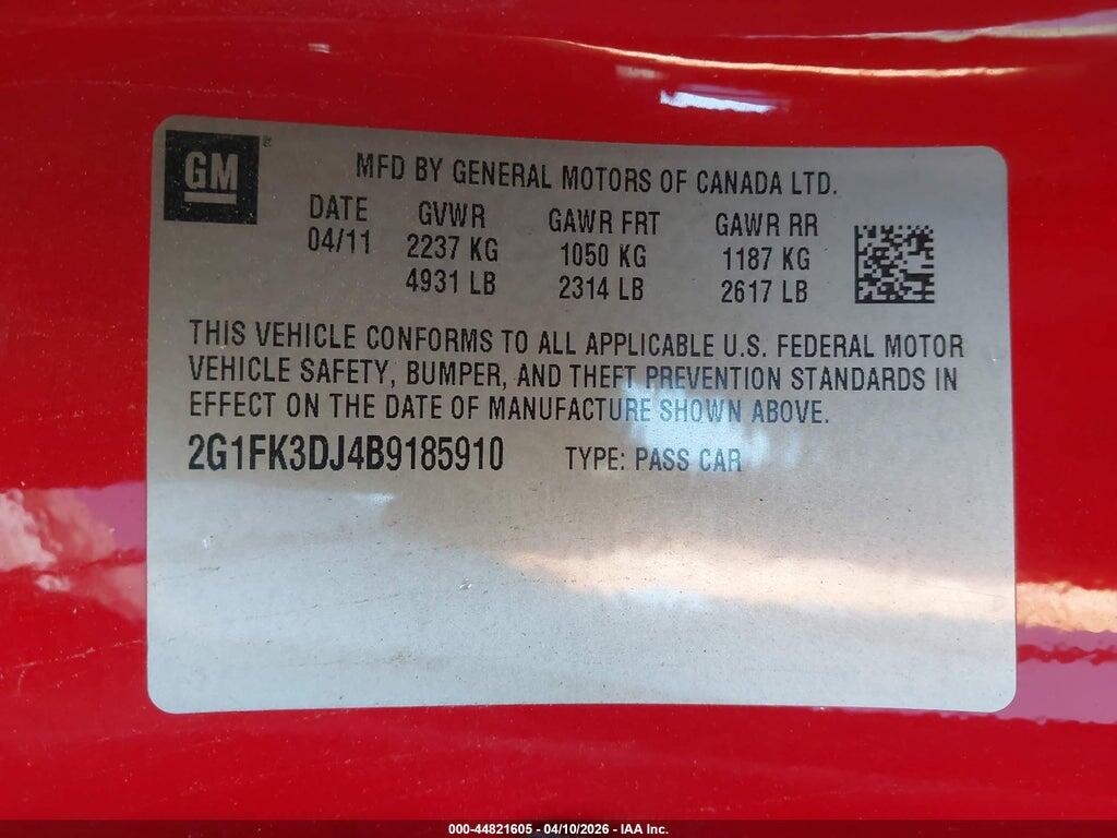 2G1FK3DJ4B9185910 2011 CHEVROLET CAMARO photo no. 9