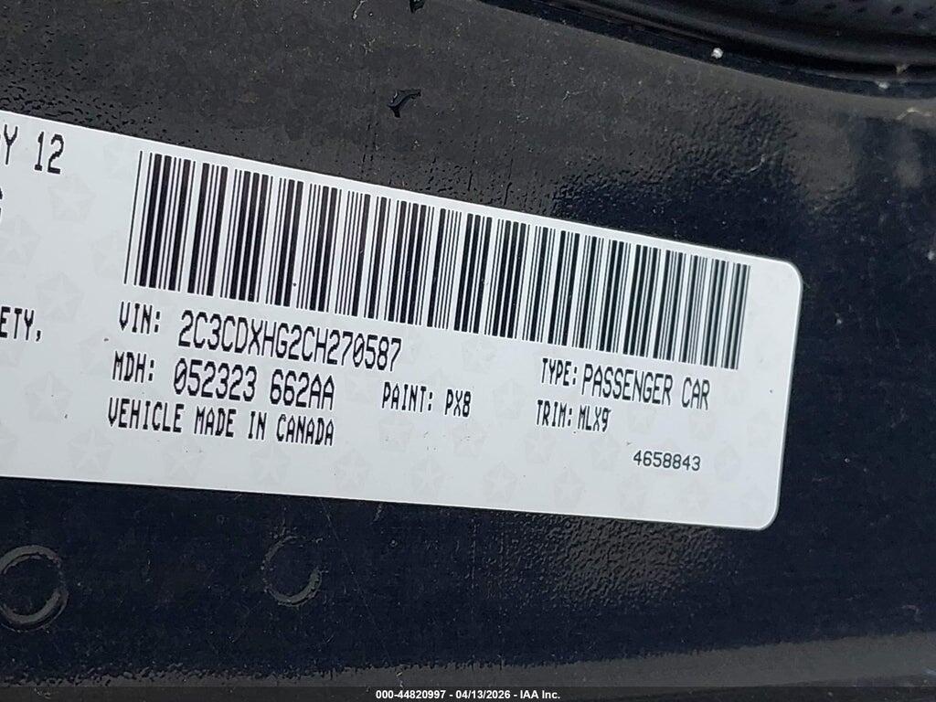 2C3CDXHG2CH270587 2012 DODGE CHARGER photo no. 9