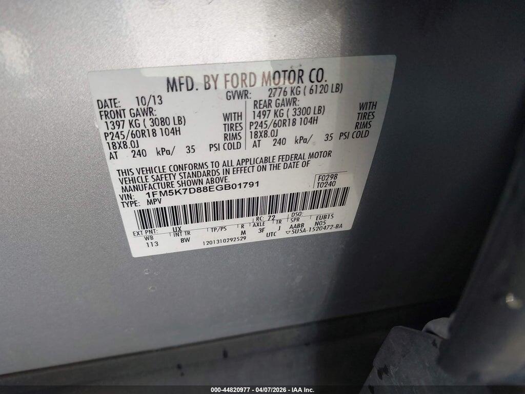 1FM5K7D88EGB01791 2014 FORD EXPLORER photo no. 9