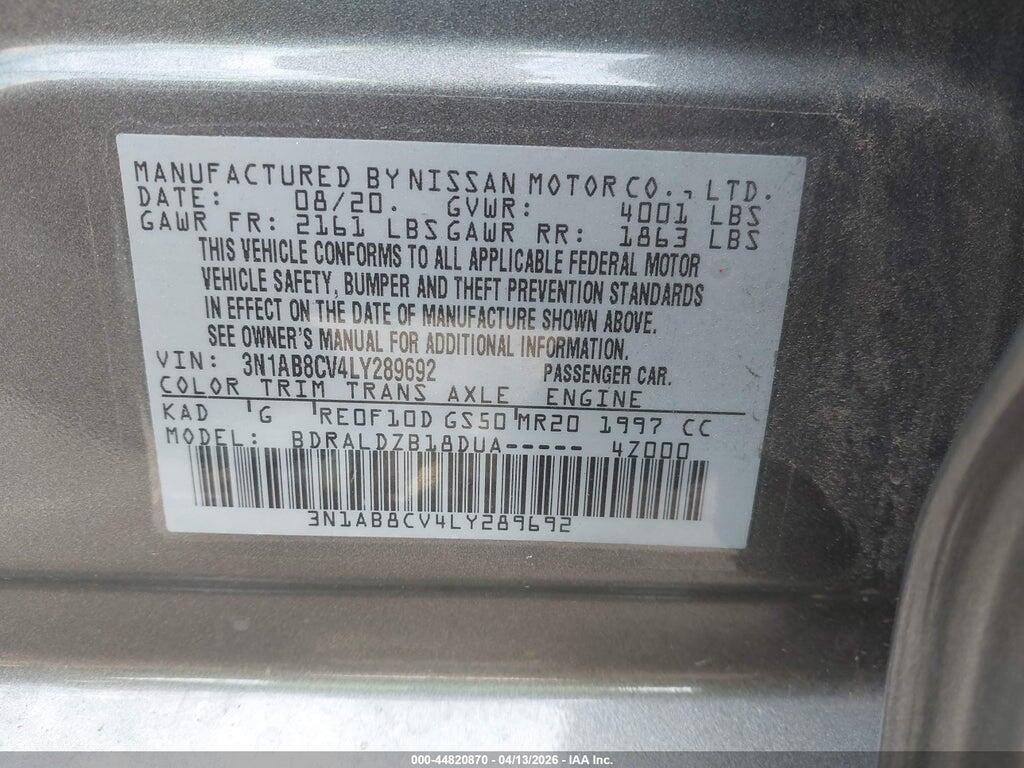 3N1AB8CV4LY289692 2020 NISSAN SENTRA photo no. 9