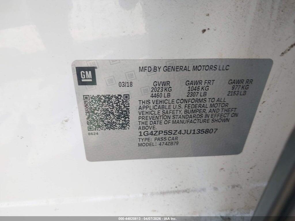 1G4ZP5SZ4JU135807 2018 BUICK LACROSSE photo no. 9