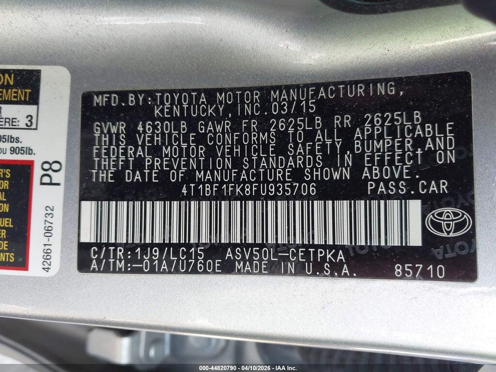 4T1BF1FK8FU935706 2015 TOYOTA CAMRY photo no. 9