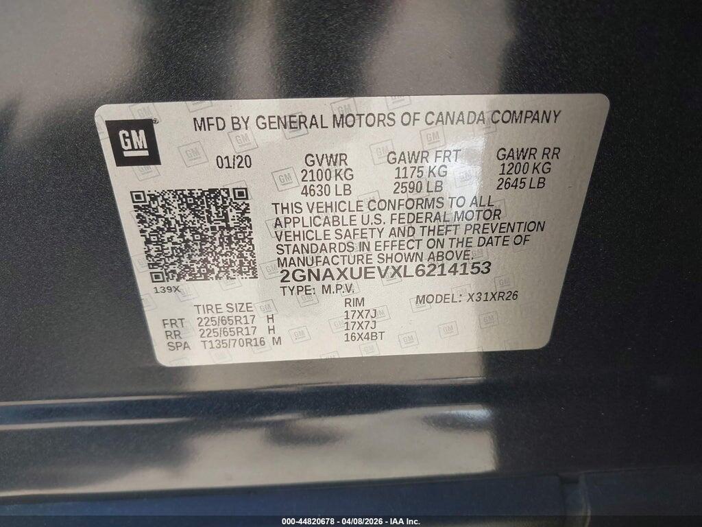 2GNAXUEVXL6214153 2020 CHEVROLET EQUINOX photo no. 9