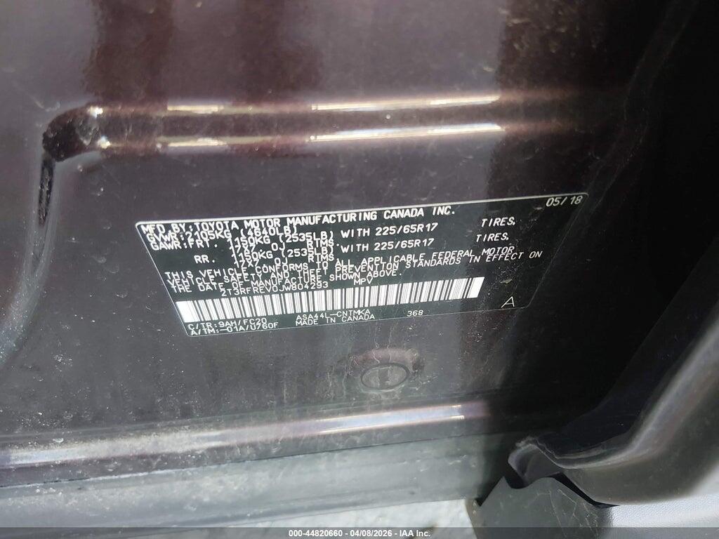2T3RFREV0JW804293 2018 TOYOTA RAV4 photo no. 9