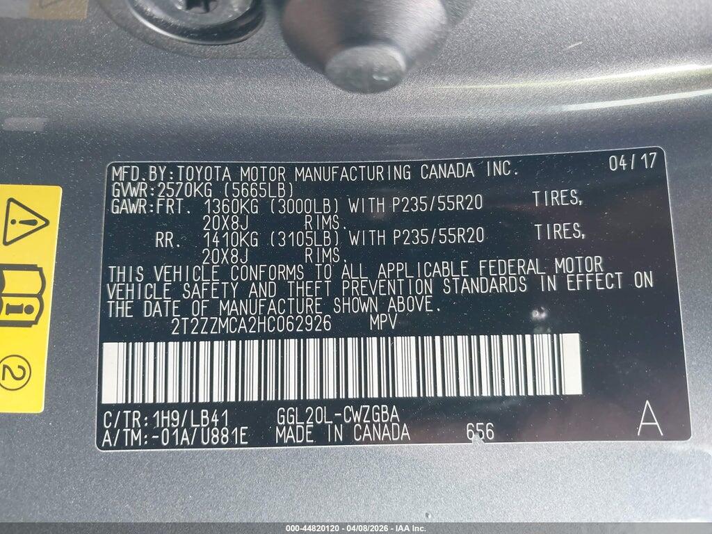 2T2ZZMCA2HC062926 2017 LEXUS RX 350 photo no. 9