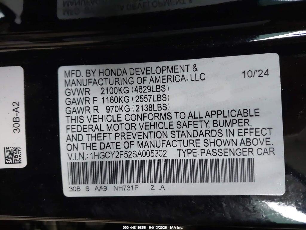 1HGCY2F52SA005302 2025 HONDA ACCORD HYBRID photo no. 9