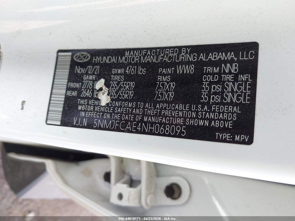 5NMJFCAE4NH068095 2022 HYUNDAI TUCSON photo no. 9