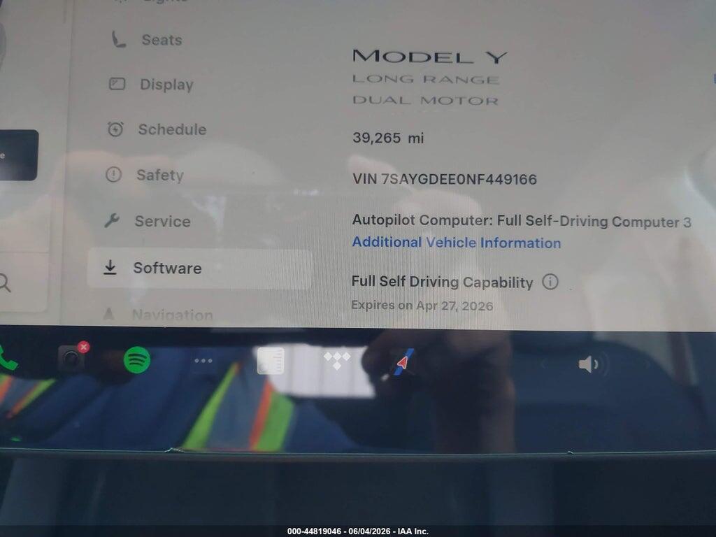 7SAYGDEE0NF449166 2022 TESLA MODEL Y photo no. 7