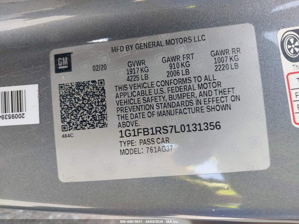 1G1FB1RS7L0131356 2020 CHEVROLET CAMARO photo no. 9