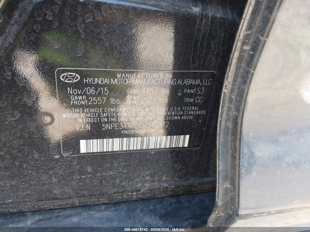 5NPE34AF2GH340772 2016 HYUNDAI SONATA photo no. 9