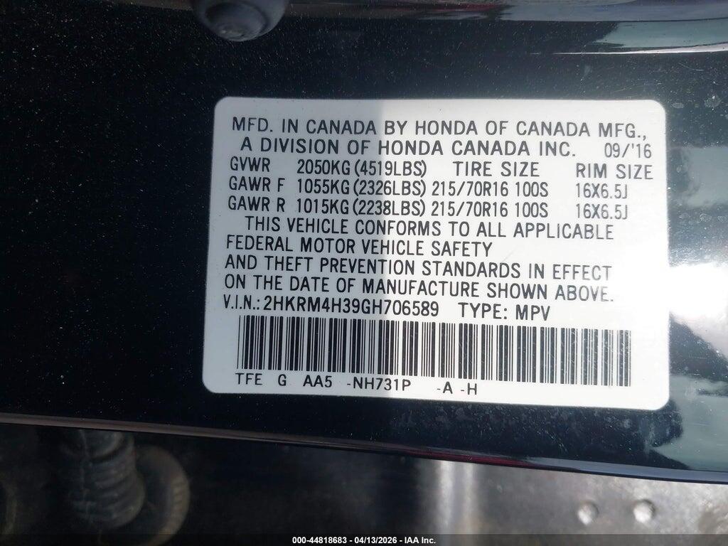 2HKRM4H39GH706589 2016 HONDA CR-V photo no. 9