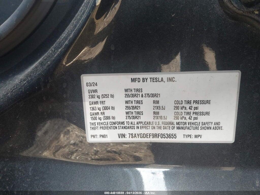 7SAYGDEF9RF053655 2024 TESLA MODEL Y photo no. 9
