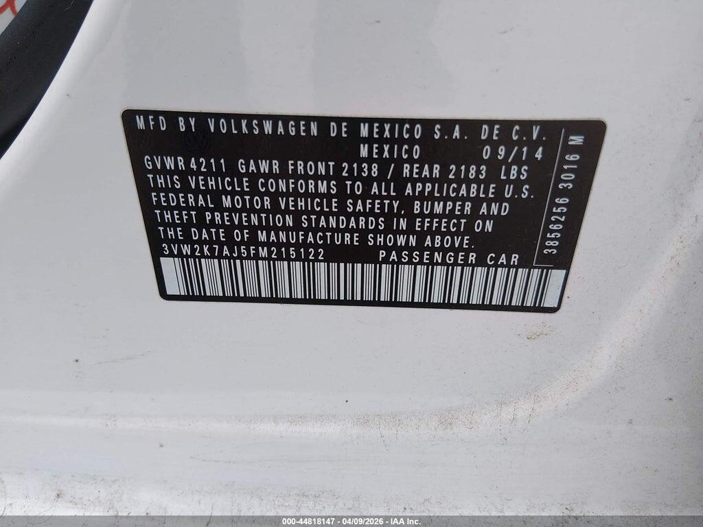 3VW2K7AJ5FM215122 2015 VOLKSWAGEN JETTA photo no. 9