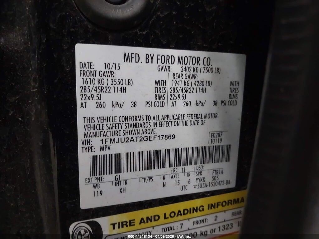 1FMJU2AT2GEF17869 2016 FORD EXPEDITION photo no. 9